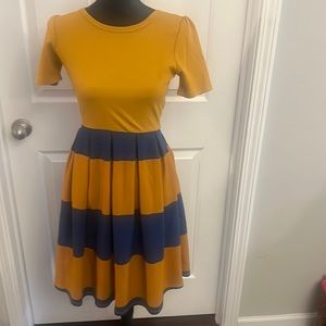 Blue and gold LulaRoe Amelia dress like new